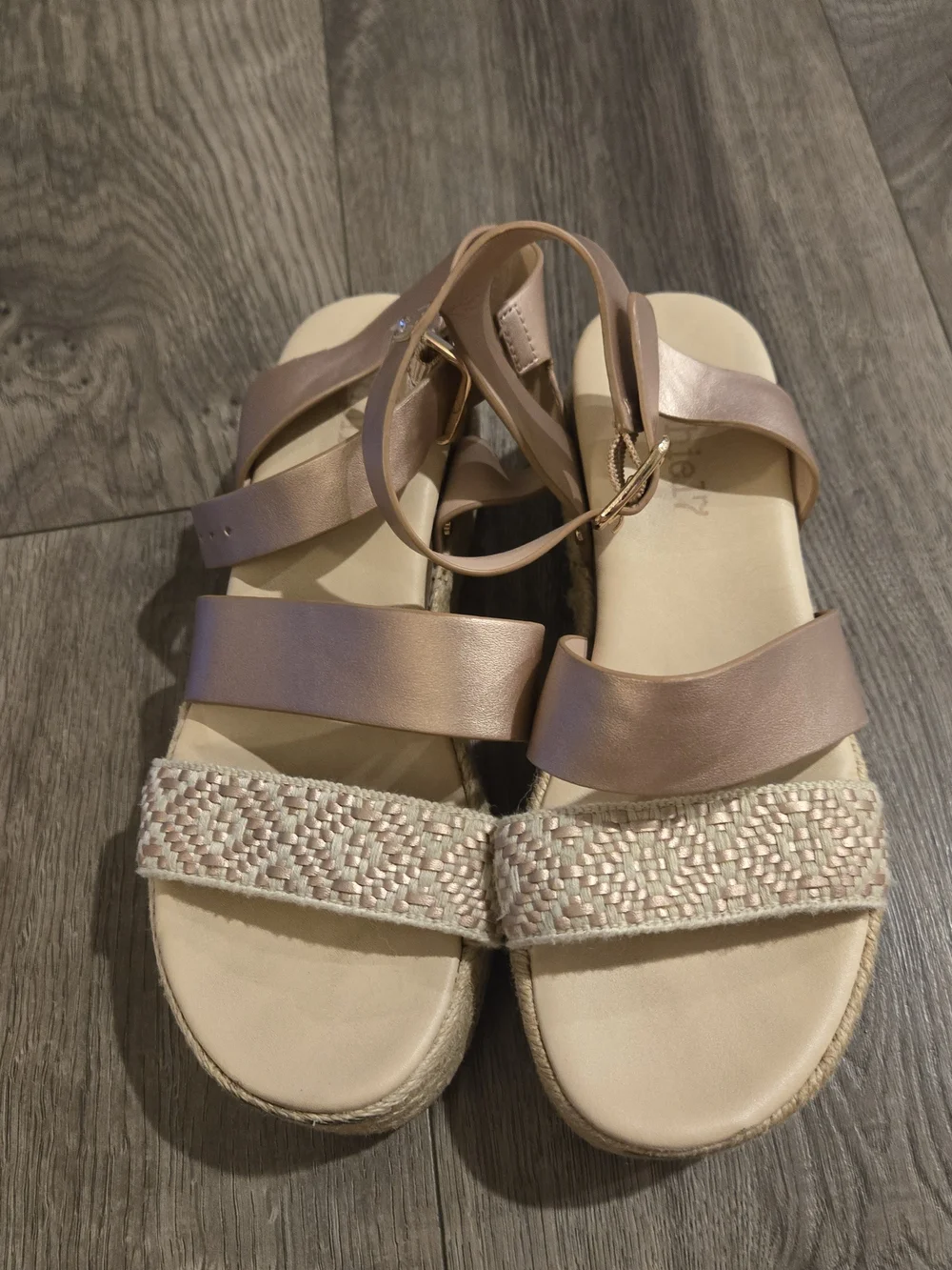 Girls Metallic Rose Gold Platform Sandals